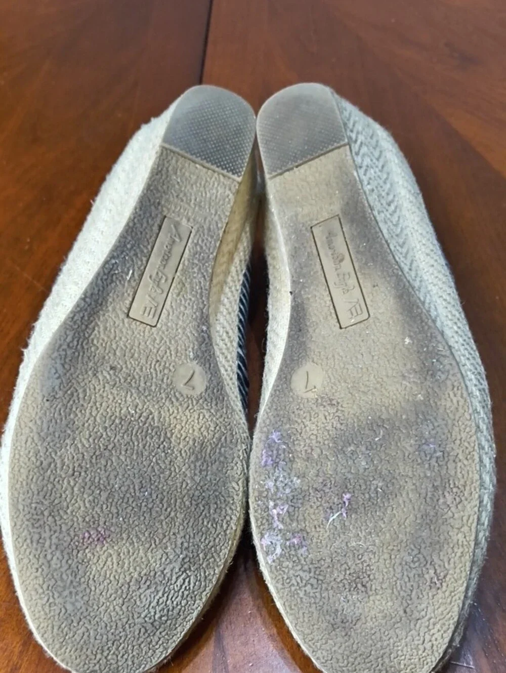 American Eagle Outfitters Navy and White Striped Espadrille Wedges Size 7 AX